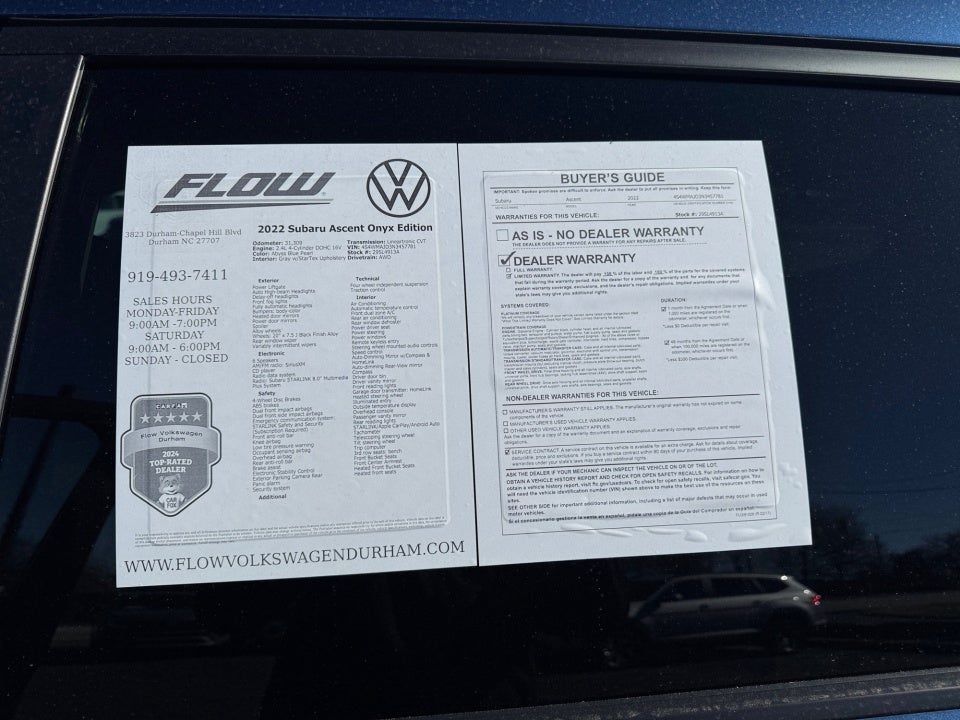 2022 Subaru Ascent Onyx Edition