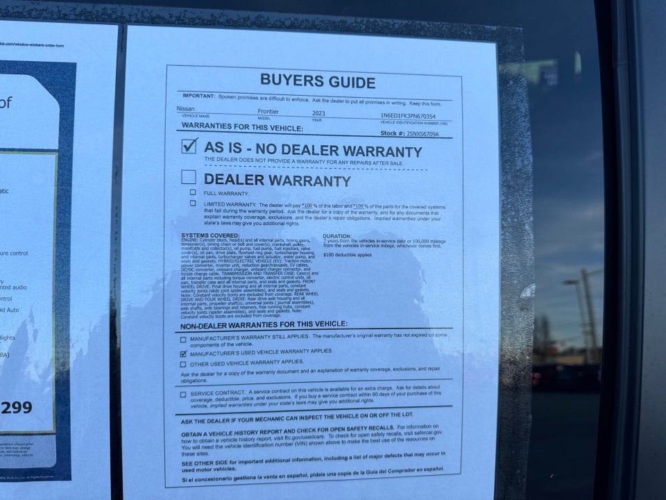 2023 Nissan Frontier Crew Cab Long Bed SV 4x4