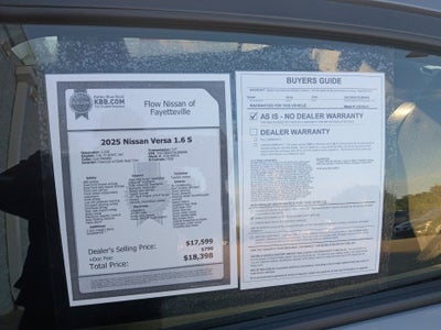 2025 Nissan Versa 1.6 S