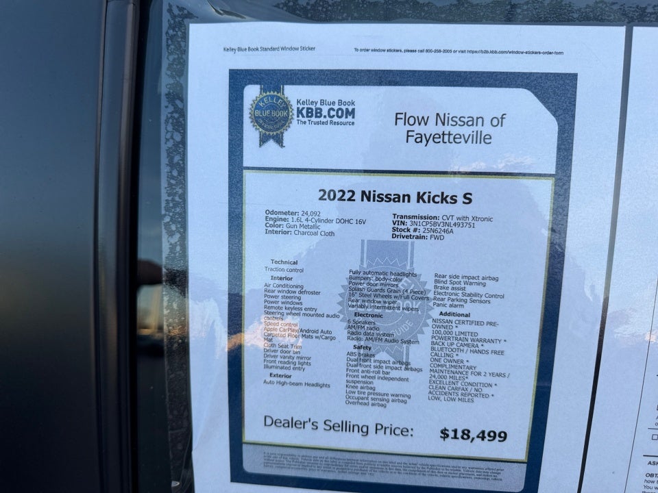 2022 Nissan Kicks S Xtronic CVT