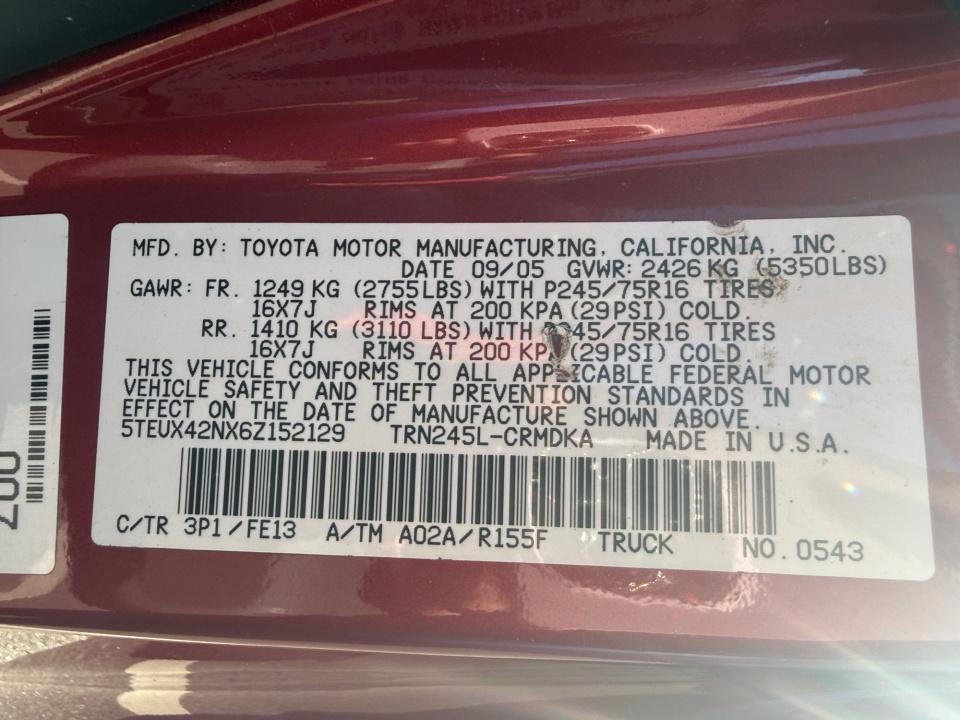 2006 Toyota Tacoma Access 128" Manual 4WD (Natl)