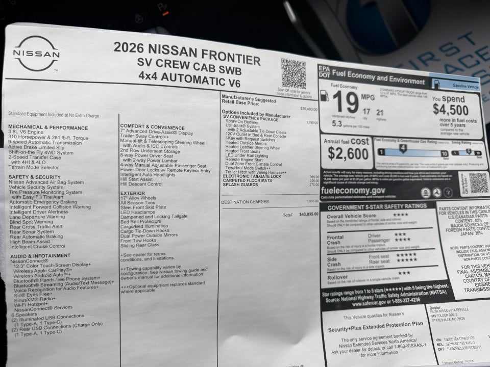 2026 Nissan Frontier Crew Cab SV 4x4