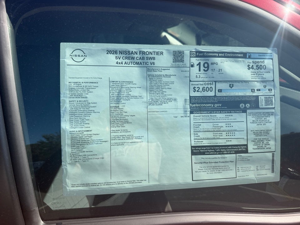 2026 Nissan Frontier Crew Cab SV 4x4