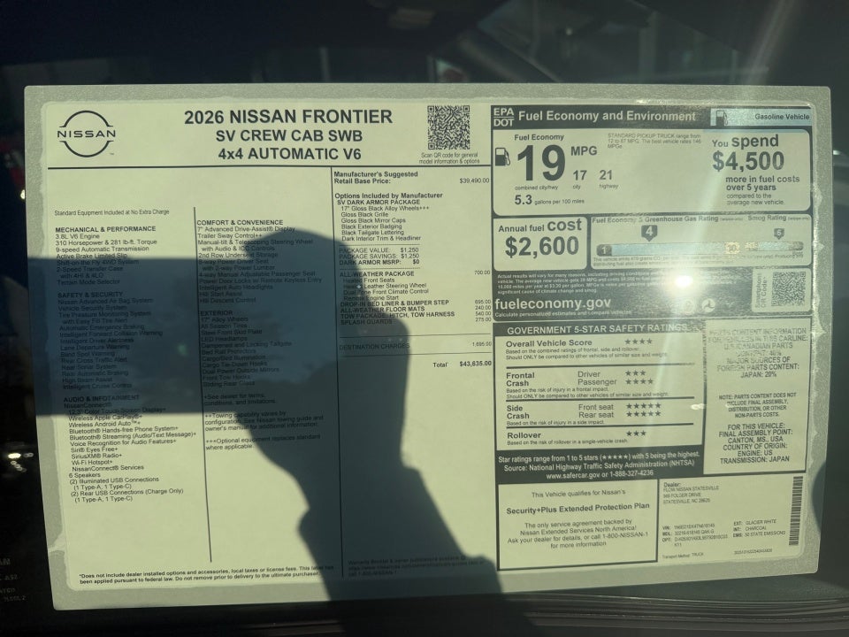 2026 Nissan Frontier Crew Cab SV 4x4