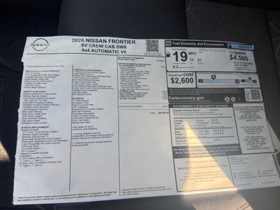 2026 Nissan Frontier Crew Cab SV 4x4