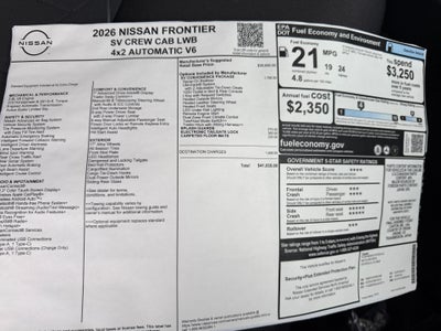 2026 Nissan Frontier Crew Cab Long Bed SV 4x2