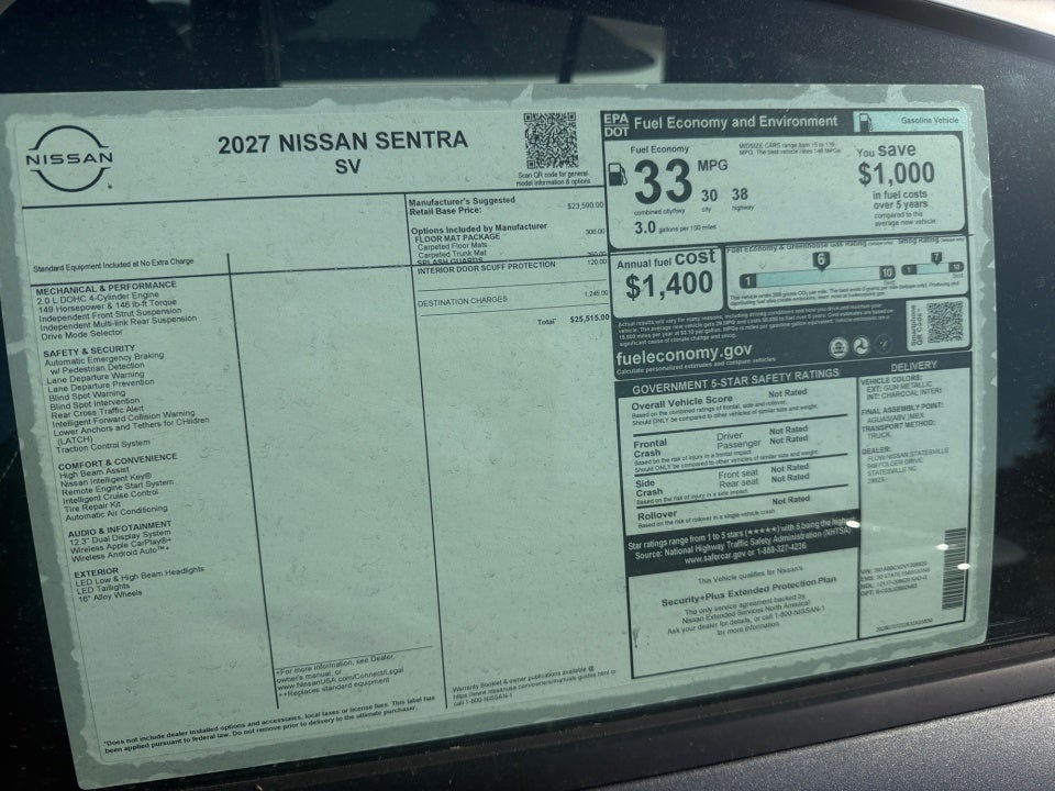 2027 Nissan Sentra SV