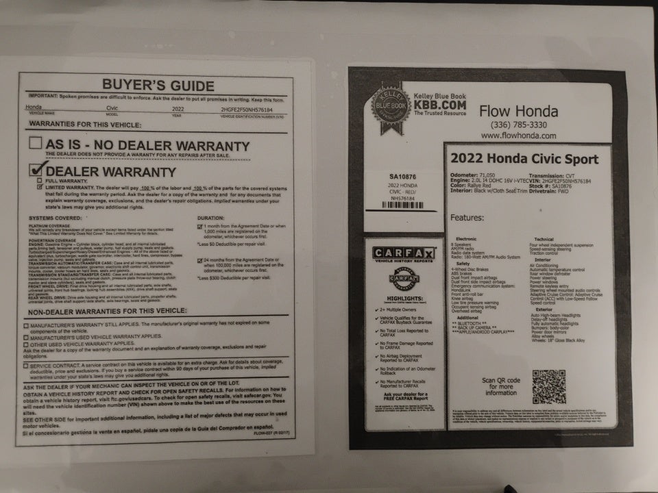 2022 Honda Civic Sedan Sport