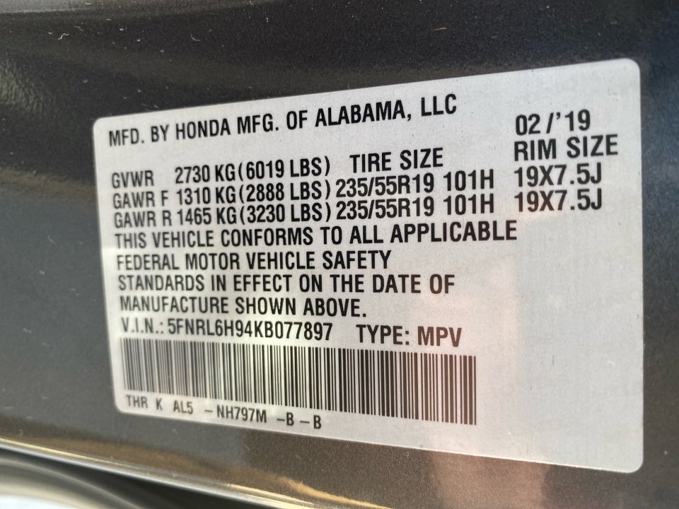 2019 Honda Odyssey Elite