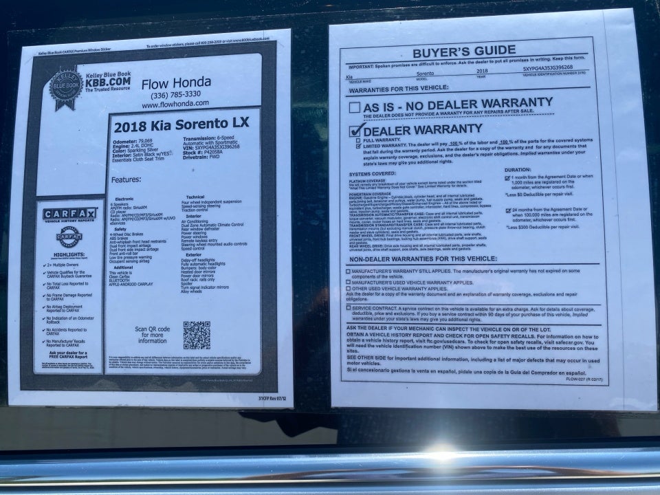 2018 Kia Sorento 2.4L LX