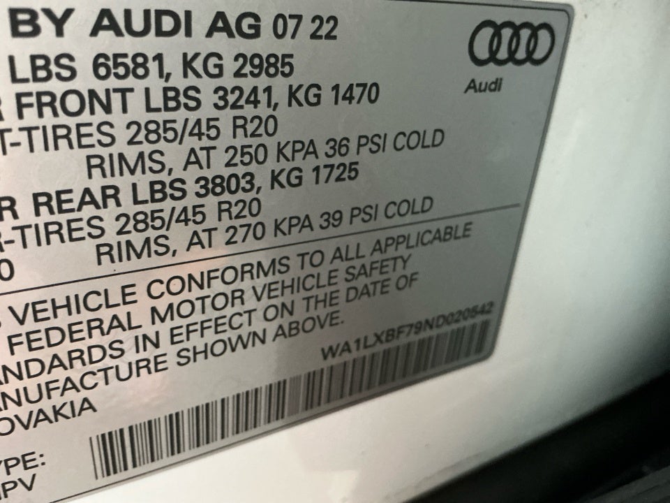 2022 Audi Q7 Premium Plus 55 TFSI quattro Tiptronic