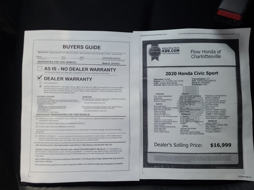 2020 Honda Civic Sedan Sport