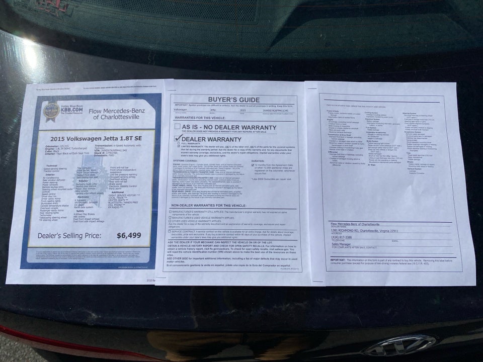 2015 Volkswagen Jetta 1.8T SE