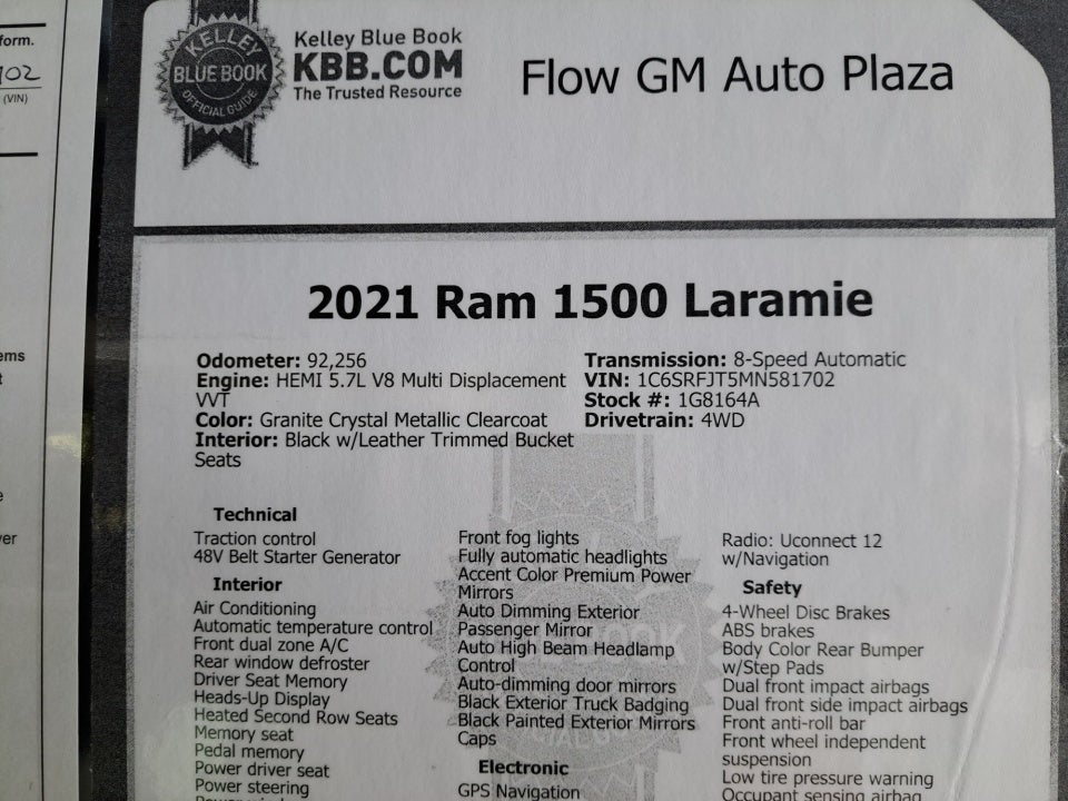 2021 RAM 1500 Laramie Crew Cab 4x4 5'7" Box