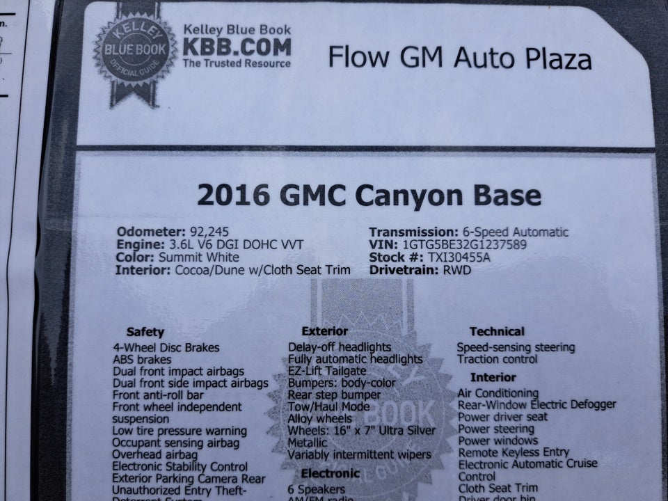 2016 GMC Canyon 2WD