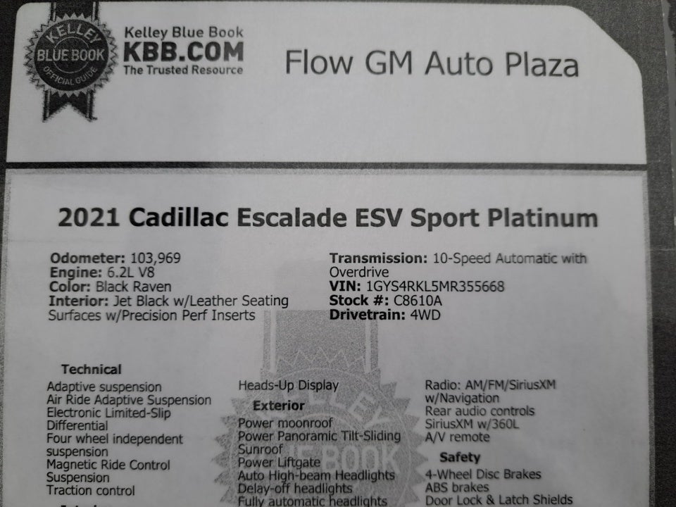 2021 Cadillac Escalade ESV 4WD Sport Platinum