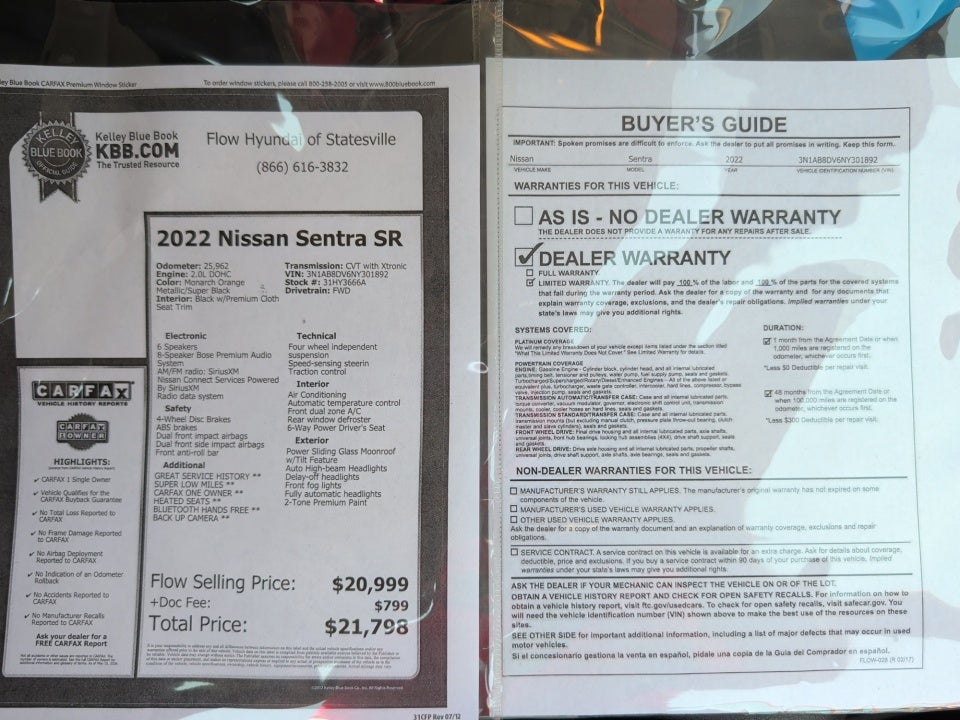 2022 Nissan Sentra SR Xtronic CVT