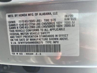 2021 Honda Pilot 2WD Touring 8 Passenger