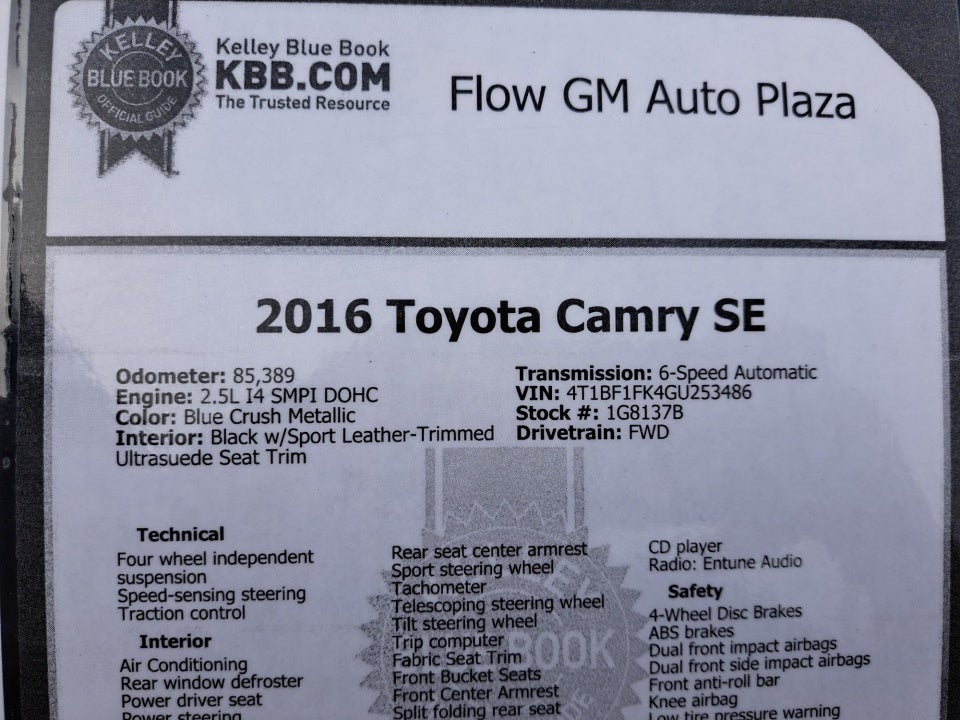 2016 Toyota Camry SE