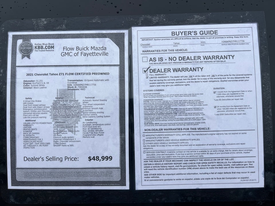 2021 Chevrolet Tahoe 4WD Z71