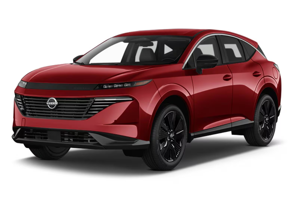 Red 2025 Nissan Murano stock photo on a white background