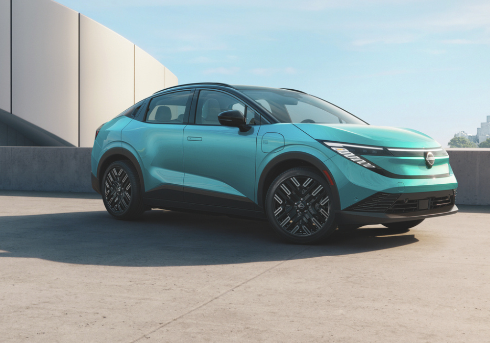 2026 Nissan Leaf EV in a light teal color